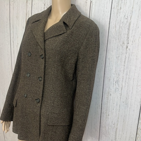 Sahza Wool Blend Double Breasted Blazer Size 12 Brown and Tan - Picture 3 of 12